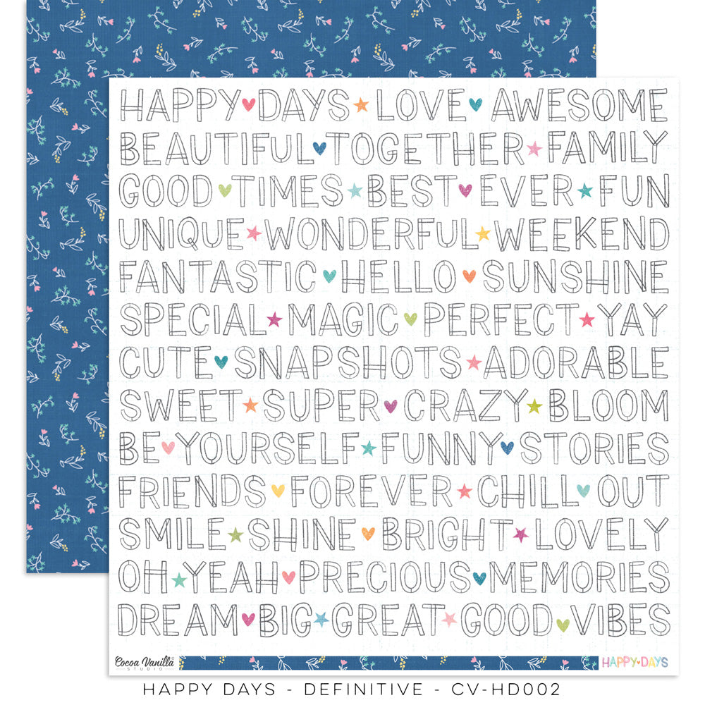 Definitive Scrapbooking Paper : CV-HD002 - Happy Days (Apr23)