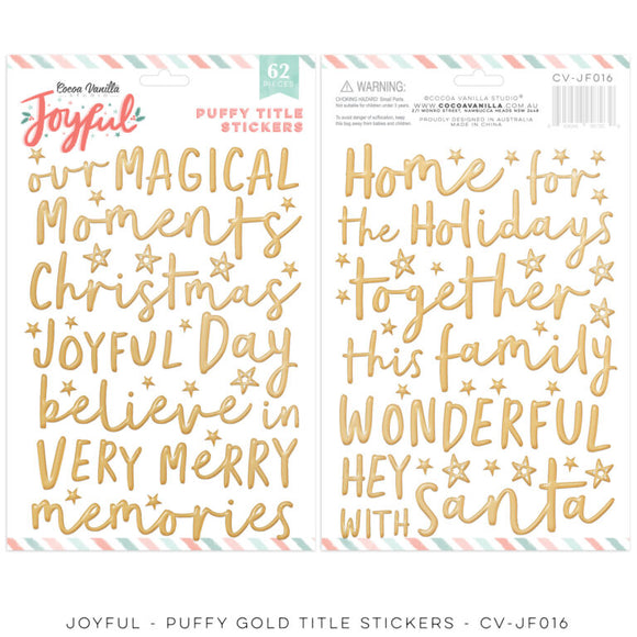 Coco Vanilla : CV-JF016 - Puffy Gold Title Stickers (Joyful)