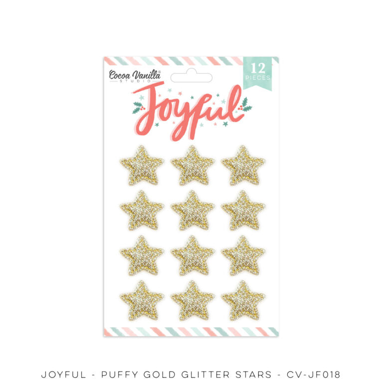 Coco Vanilla : CV-JF018 - Gold Glitter Puffy Stars (Joyful)