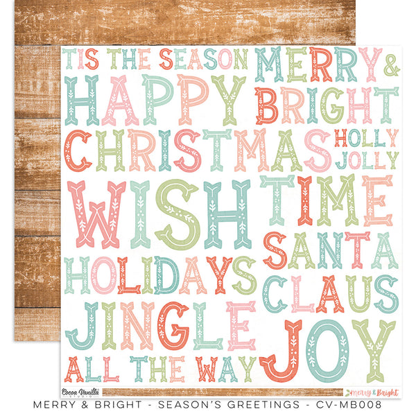 CV-MB008 : Merry & Bright "Season's Greetings" Paper (Cocoa Vanilla)