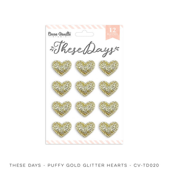 Coco Vanilla : CV-TD020 - Gold Glitter Puffy Hearts (These Days)