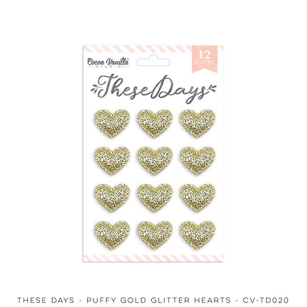 Coco Vanilla : CV-TD020 - Gold Glitter Puffy Hearts (These Days)