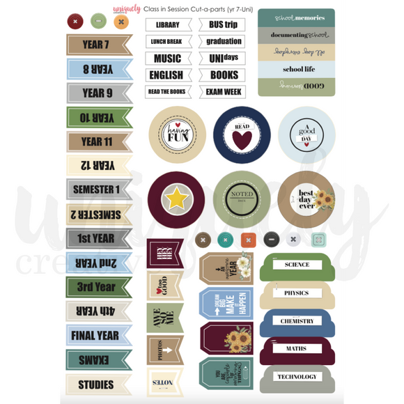 N/A : Class in Session (Year 7 to Uni) Cut-a-Part Sheet (Class in Session)