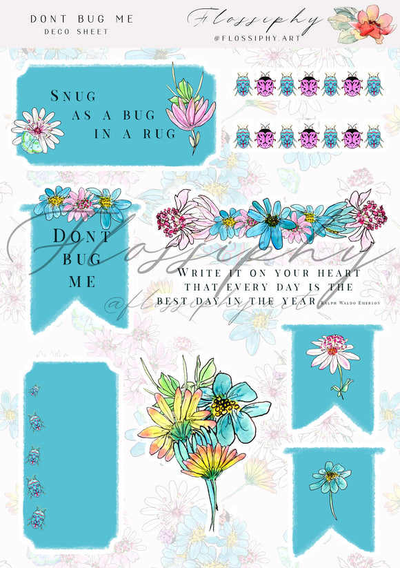 Don't Bug Me Deco Sticker Sheets (Flossiphy)
