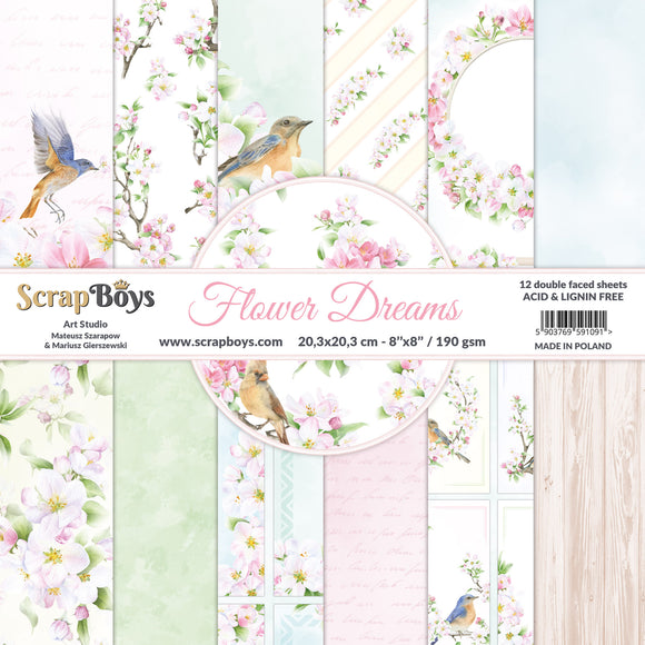 Scrapboys 8x8 Paper Pack- FLDR-10 (Flower Dreams)