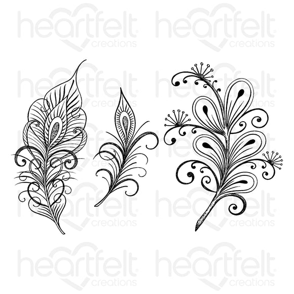 HCPC-31019 : Floral Feathers Cling Stamp Set