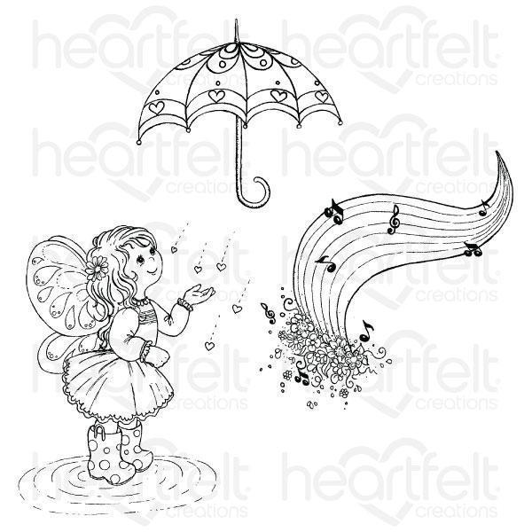 HCPC-3809 : Heartfelt Creations : Singing in the Rain - Singing in the Rain Cling Stamp Set