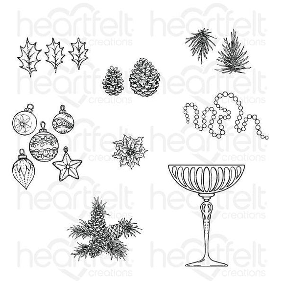 HCPC-3838 - Merry and Bright, Christmas Accents Cling Stamp Set