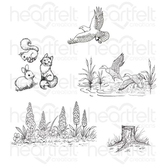 HCPC-3896/HCD1-7270 - Create a 'scape Nature Cling Stamp Set