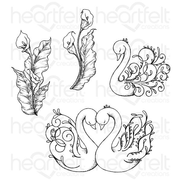 HCPC-3898 : Feathery Swan Cling Stamp Set