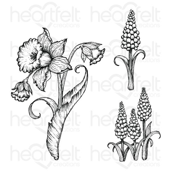 HCPC-3944 : Delightful Daffodil & Hyacinth Cling Stamp Set - (Delightful Daffodil)