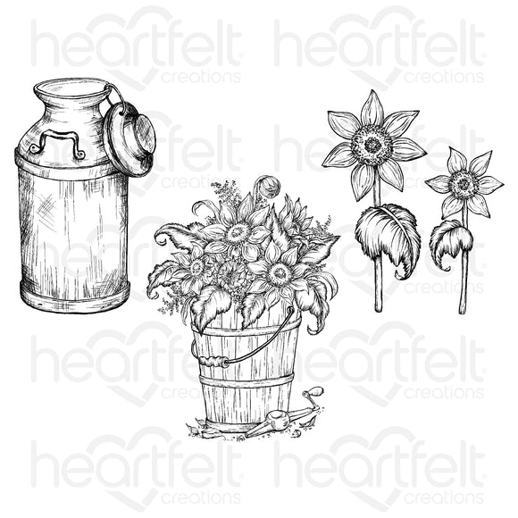 HCPC-3963 : Rustic Sunflower Can & Freezer Cling Stamp Set (Rustic Sunflower)