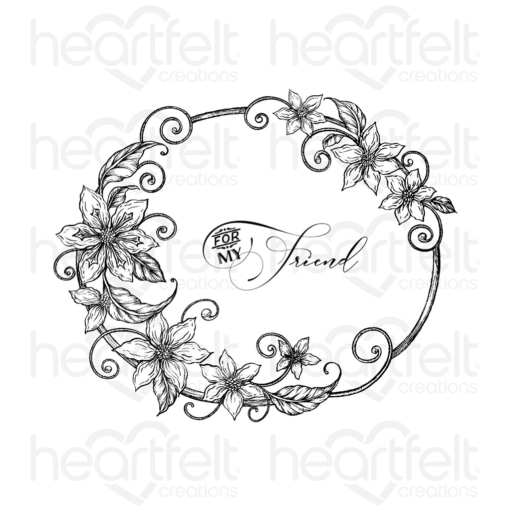 HCPC-3975 : Oval Floral Frame Cling Stamp Set (Floral Frames)