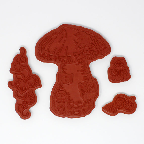 HCPC-3989 : Large Mushroom Cottage Cling Stamp Set (Mushroom Cottage)