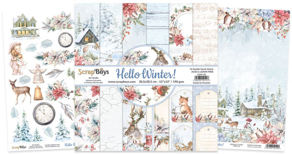 ScrapBoys : HEWI-08  12" x 12" Paper Pad (Hello Winter)