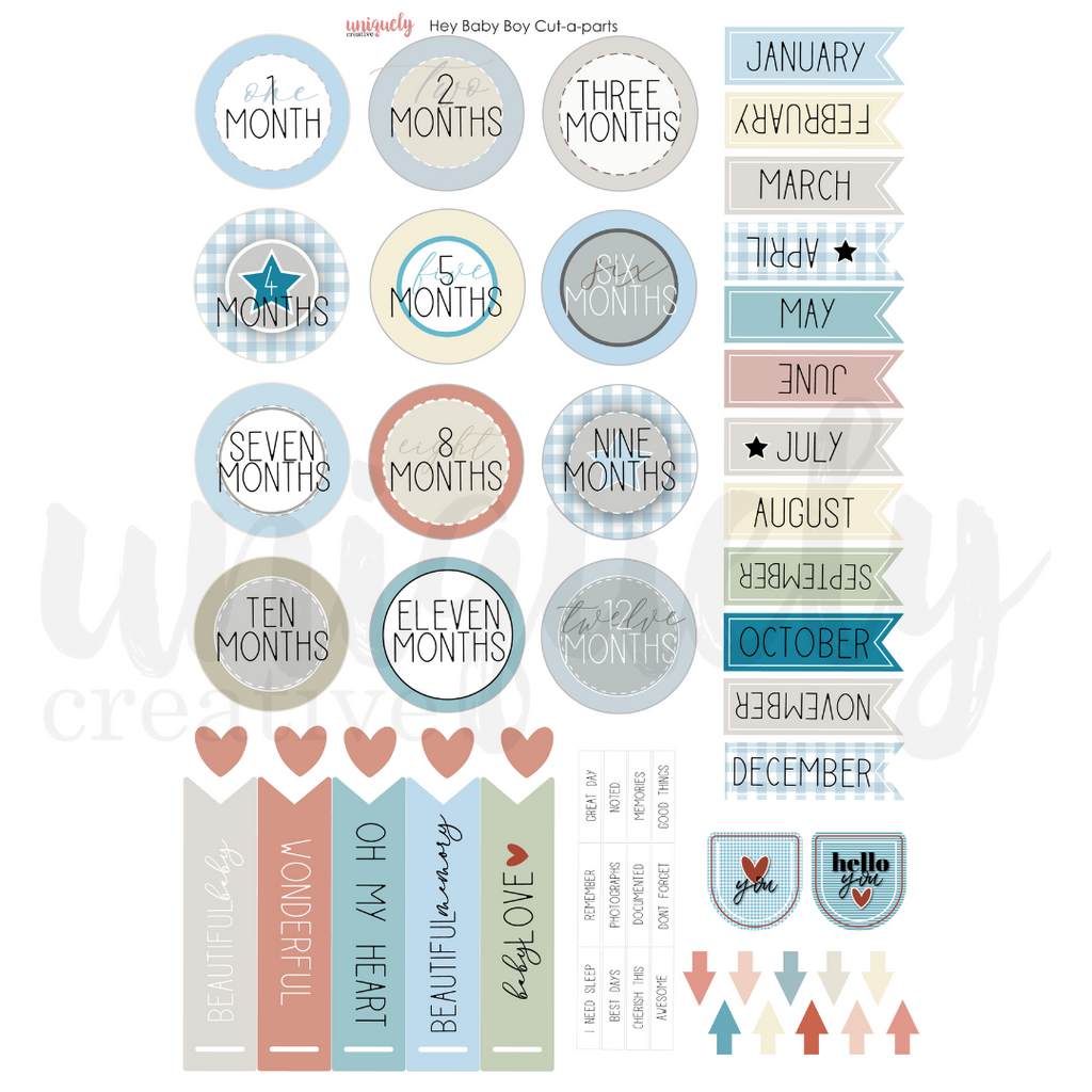 Hey Baby Boy Cut-a-Part Sheet