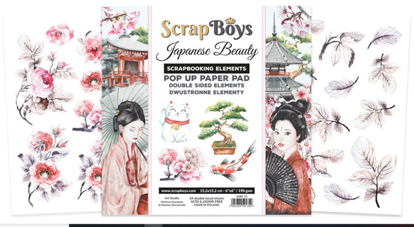 JABE-11 : ScrapBoys - 6" x 6" Double Sided Paper Pads - Japanese Beauty