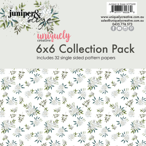 UCP2430 : Juniper & Sage 6x6 Collection Pack (32 sheets) (Advent Collection Dec22)