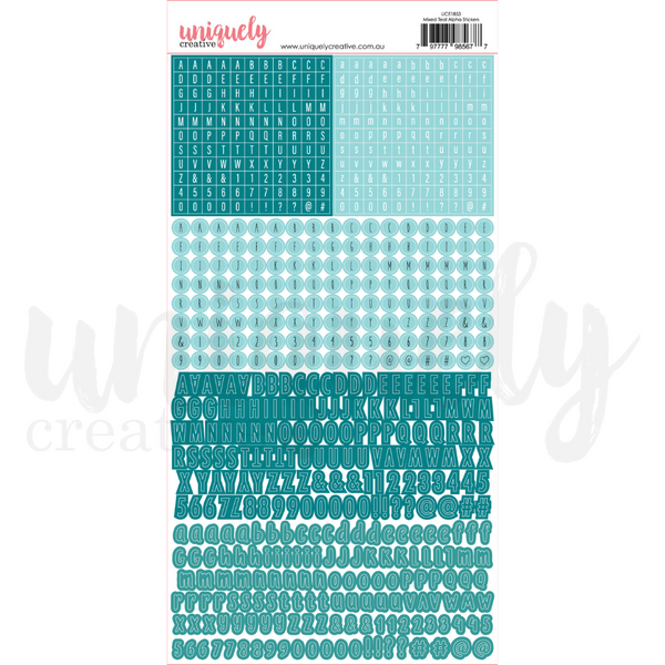 Mixed Teal Alpha Stickers - (Days of December) - UCE1853