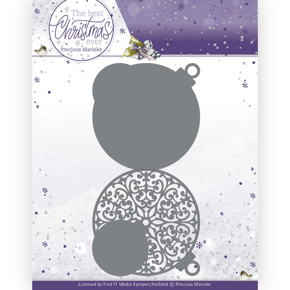 Die- Precious Marieke - Best Christmas Ever - Christmas Bauble Shape Card