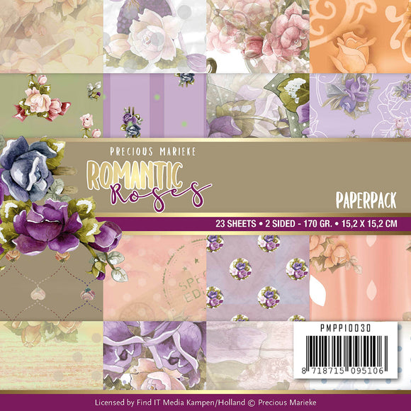 Paperpack - Precious Marieke - Romantic Roses  6 x 6in - 23 2-sided sheets - 16 designs