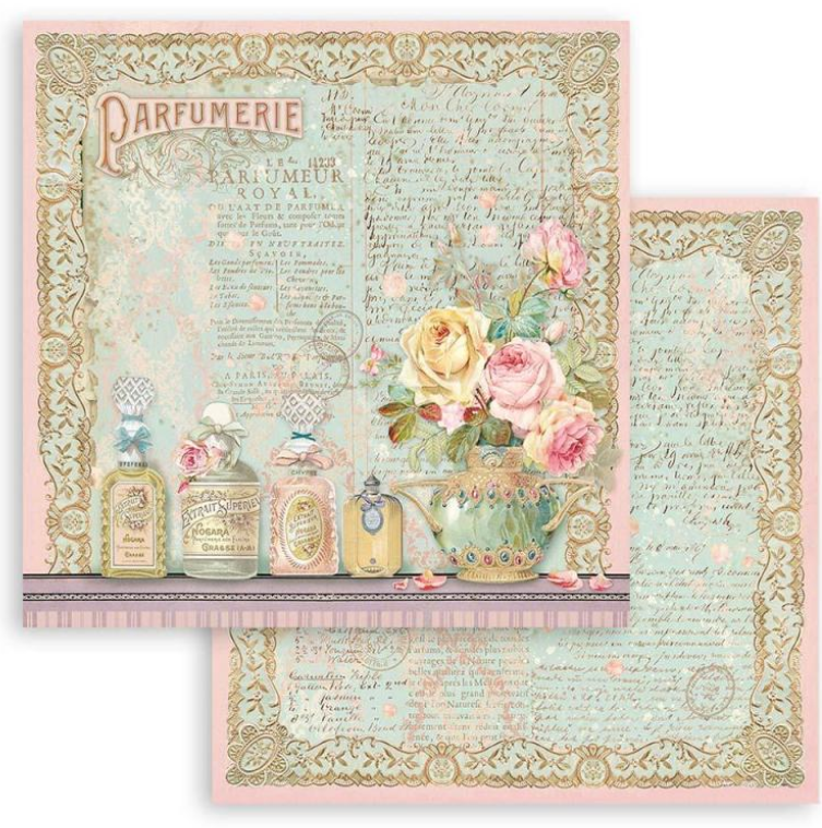 Stamperia 12x12 Scrapbooking Paper - Rose parfum parfumerie SBB910