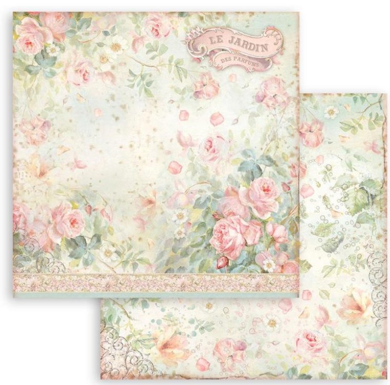 Stamperia 12x12 Scrapbooking Paper - Rose parfum parfumerie SBB908