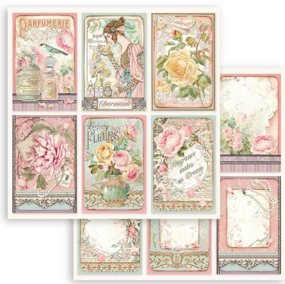 Stamperia 12x12 Scrapbooking Paper - Rose parfum parfumerie SBB907