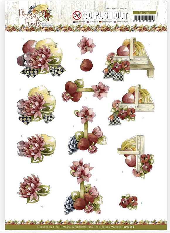 Couture Creations - 3D Push Out - Precious Marieke - Flowers and Fruits - Flowers and Apples