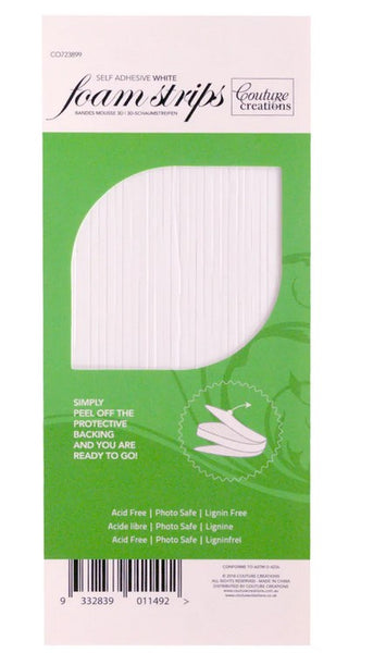 Couture Creations - Adhesive - 3D Foam - White - Strips (3mm Wide)