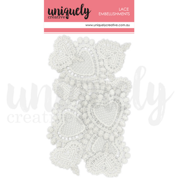 UCE1847 : Mixed Lace Hearts - Tranquility (Uniquely Creative)