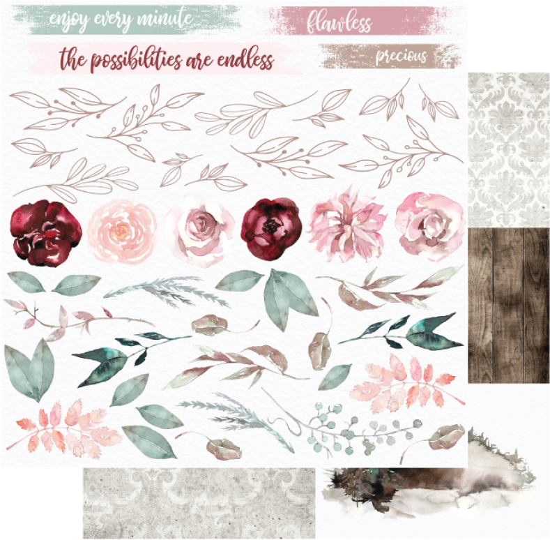 UCP2057 : Rose Paper - Winter Rose  (Uniquely Creative)