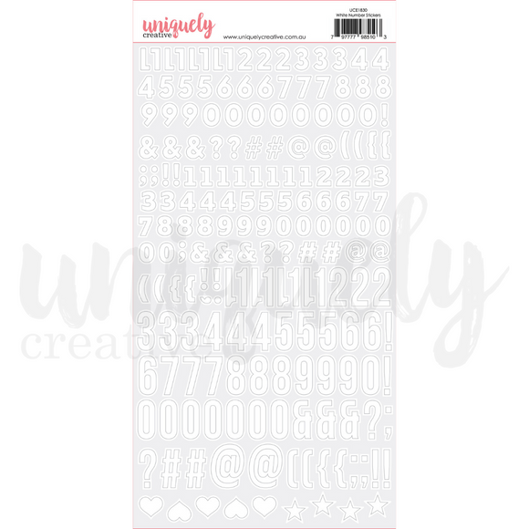 UCE1830 : White Number Stickers - Rainforest Retreat