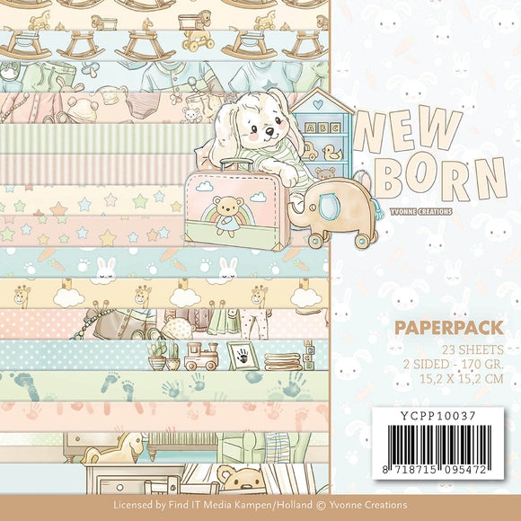 Paperpack - Yvonne Creations - Newborn 6 x 6in - 2-sided patterned sheets - 16 designs