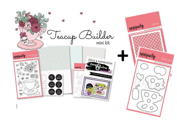 Uniquely Creative Mini Stamp & Colour Kit Club - Teacup Builder (May21) : Complete Set
