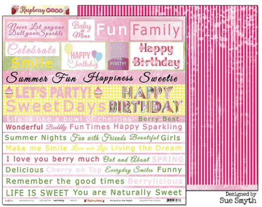 Rasberry Fizz : Lets Party 12x12 Scrapbooking Paper (Apr23)