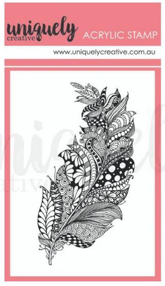 UC1829 - Zentangle Feathers Mark Making Mini Stamp - Acrylic Stamp- Outback Divine (Uniquely Creative)