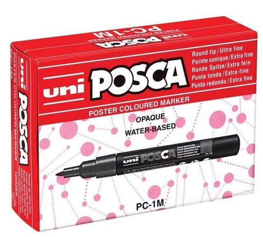 Uni Posca Marker 0.7mm Ultra-Fine Round Tip Asstd Pack 12 PC-1M