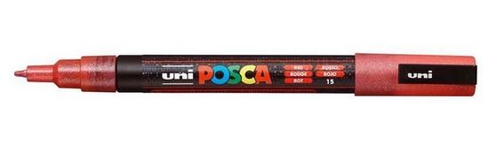 Uni Posca Marker 0.9-1.3mm Fine Glitter Red PC-3M