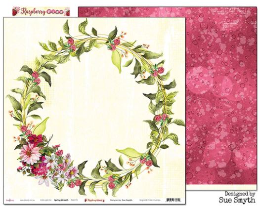 Rasberry Fizz : Spring Wreath 12x12 Scrapbooking Paper (Apr23)