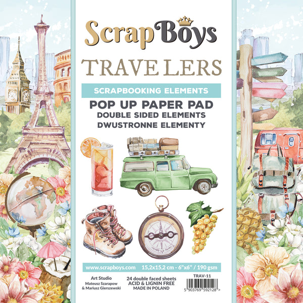 TRAV-11 : 6" x 6" Double Sided Pop Up Paper Pad (Travellers)