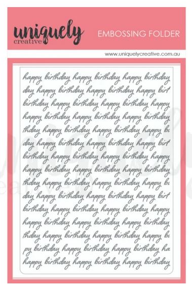 UCEF2009 - Happy Birthday Script Embossing Folder (Uniquely Creative)